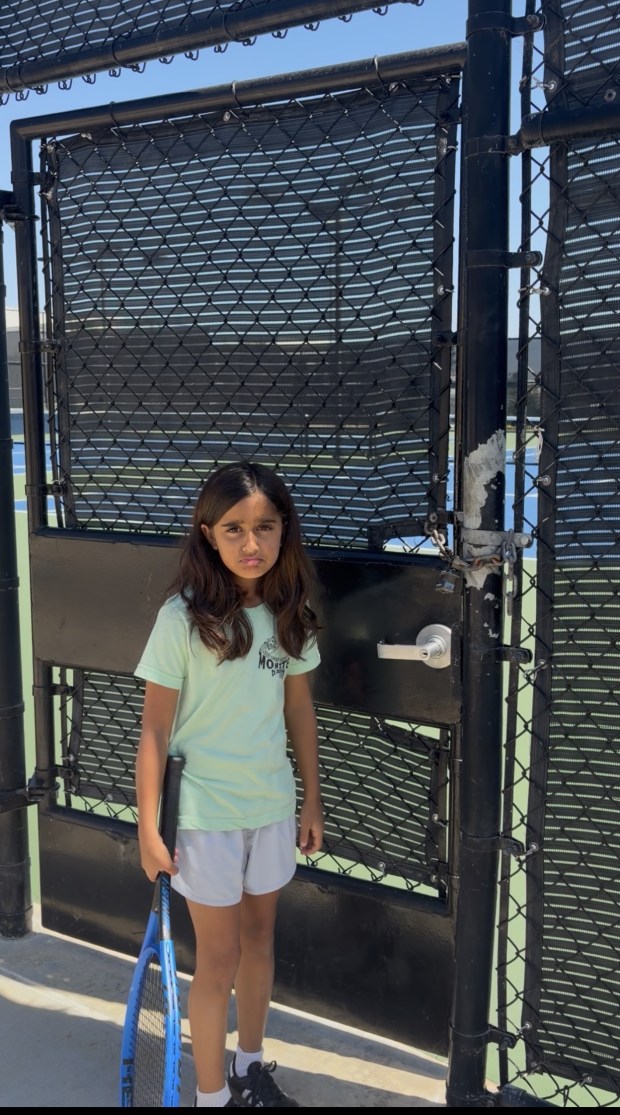 Anya Sherin was disappointed to find the SDA tennis courts locked. Her dad Jeff Sherin is the founder of SDA Tennis Access. (Jeff Sherin)