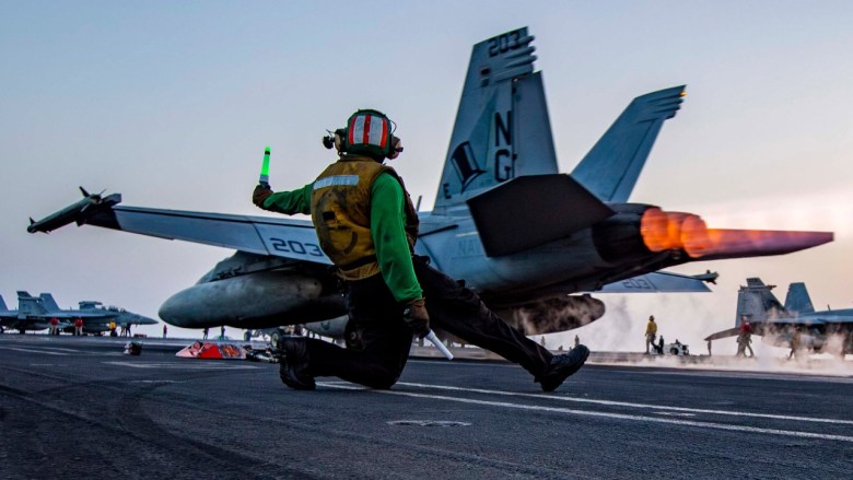 F-18 jet launches