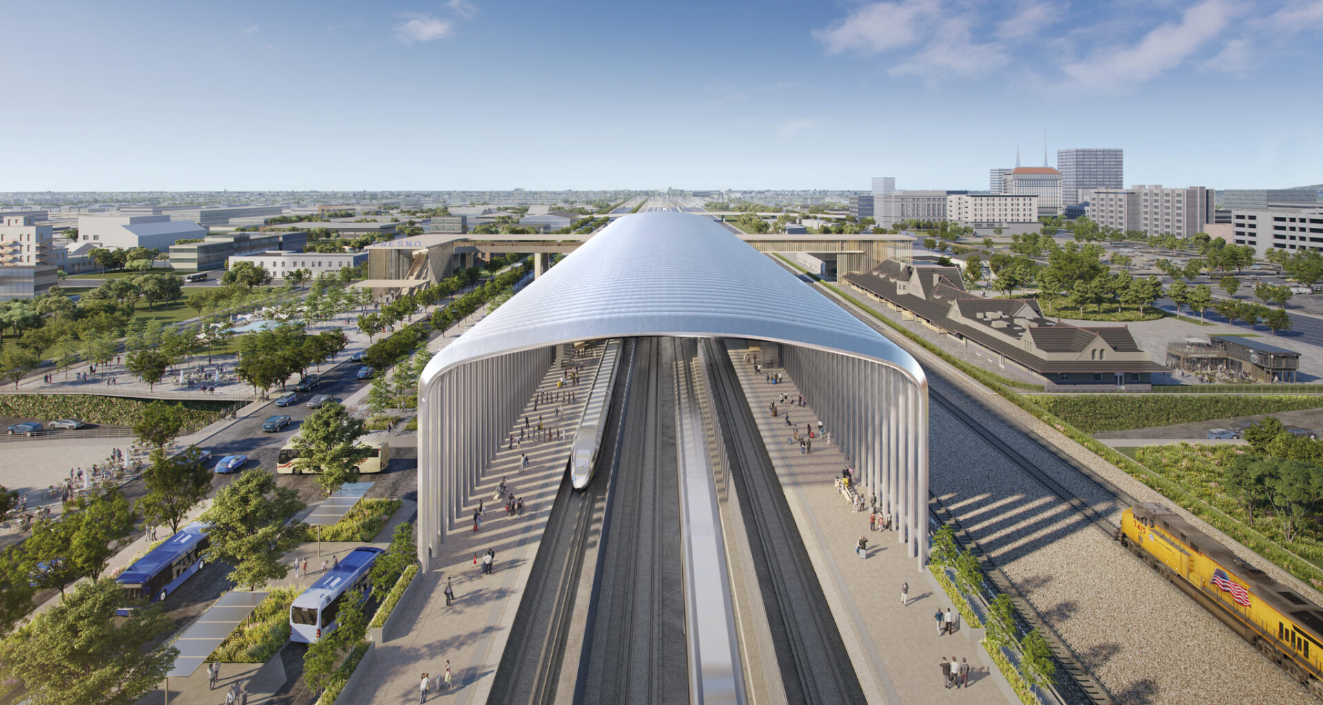 Artist rendering of the downtown Fresno HSR train station
