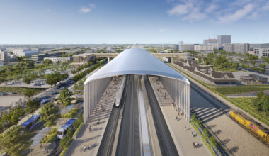 Artist rendering of the downtown Fresno HSR train station