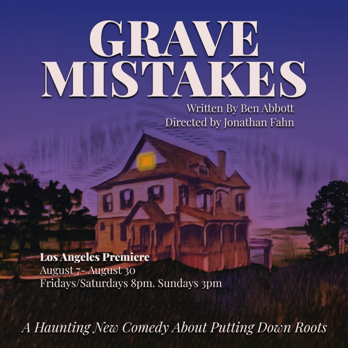 Grave-Mistake-square A NoHo Arts theatre review of Grave Mistakes, a funny, sweet and wonderfully performed ghost comedy from SkyPilot Theatre Company.