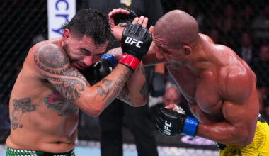 Gregory Rodrigues punches Anthony Hernandez on his way to a win at UFC Sacramento