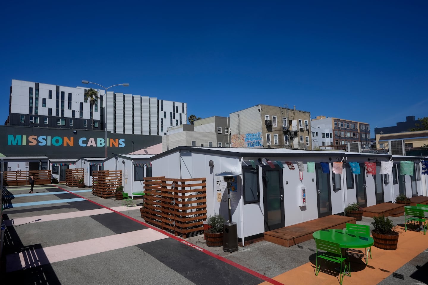 Mission Cabins at the Five Keys transitional housing location in San Francisco.