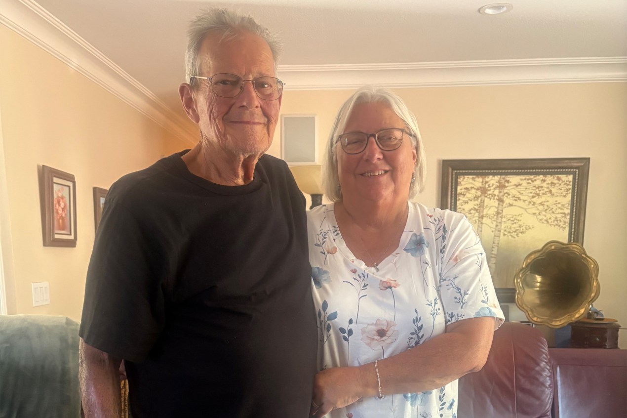 Mark and Paula Vantrease in their home in Novato, California. (Laurie Udesky for KFF Health News) 