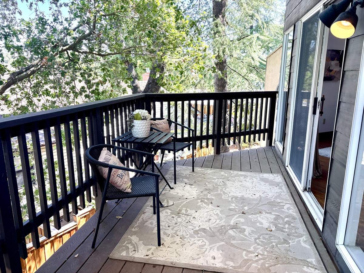 The balcony is large enough for a grill and several of your best friends to gather outdoors.