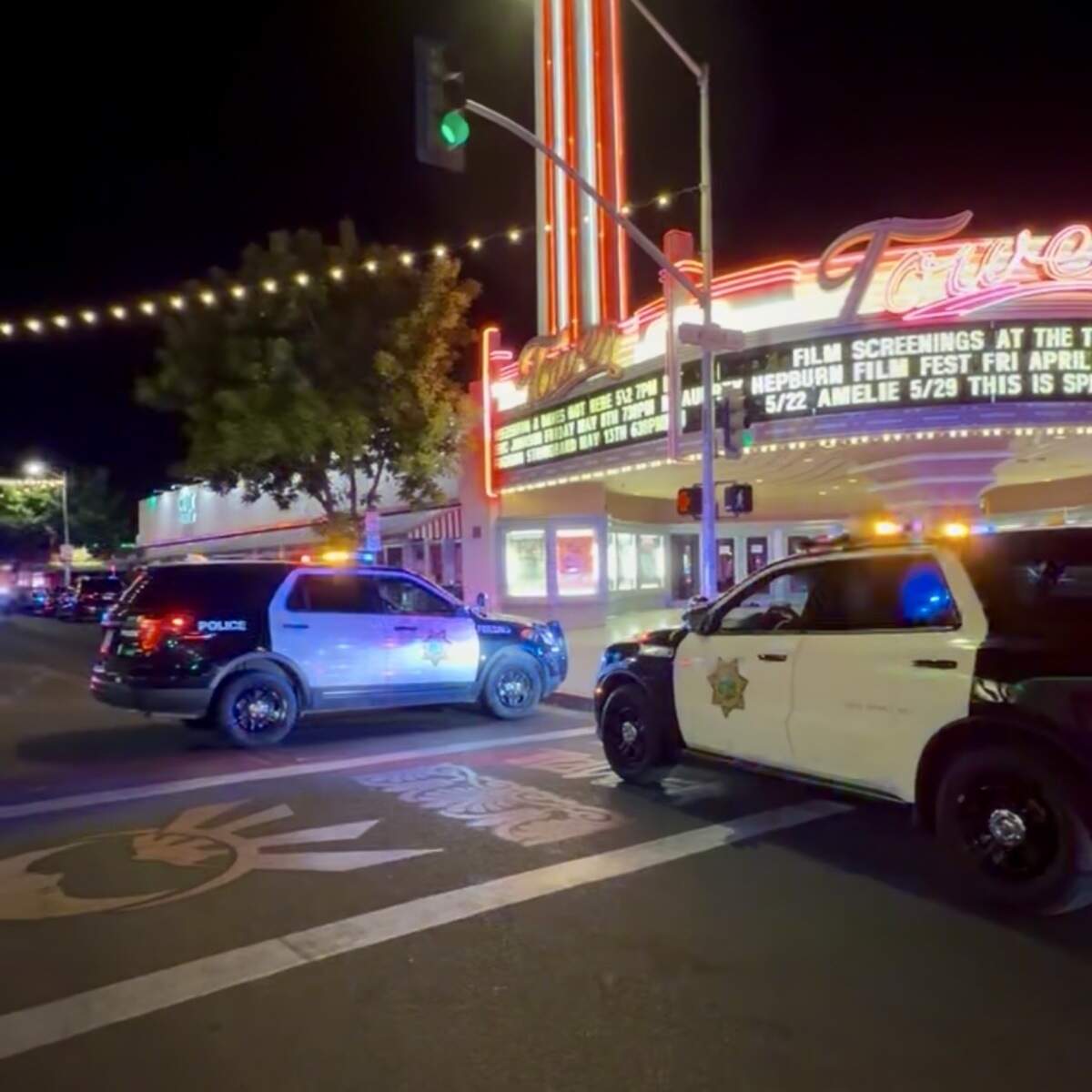 Officers blocked off Olive and Wishon after a shooting in the Tower District on Sunday, May 24, 2026.