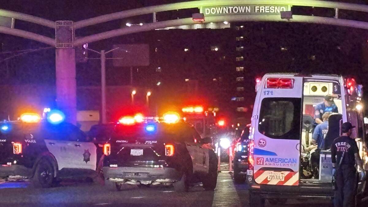 A pursuit ended in downtown Fresno when a kidnapping victim was ejected near Fresno and E streets on Friday, Aug. 14, 2026. A pursuit ended in downtown Fresno when a kidnapping victim was ejected near Fresno and E streets on Friday, Aug. 14, 2026.