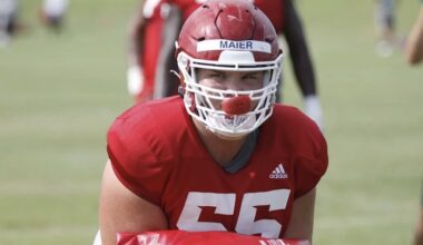 Nate Maier on the field in his Fresno State Bulldog uniform.