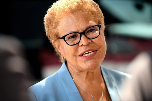 Los Angeles Mayor Karen Bass attends the grand opening of Koreatown's first completed Executive Directive 1 affordable housing development, an 80-unit affordable apartment building for income-qualified residents, on Thursday, Aug. 6, 2026.(Photo by Andy Holzman, Contributing Photographer)