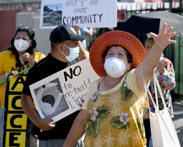 Residents of East L.A. and Boyle Heights held a press conference calling for the terminate shut down of Lineage on July 31, 2026 in Boyle Heights, CA. (Photo by John McCoy, Contributing Photographer)
