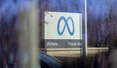 A sign at the entrance to Meta’s headquarters in Menlo Park, Calif.