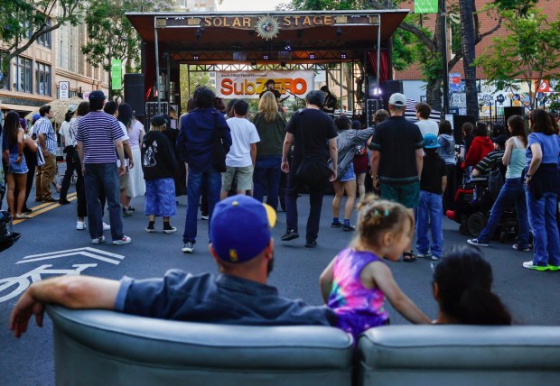 People listen to Luck Fever during The 17th annual SubZERO festival in downtown San Jose, Calif., on Friday, June 5, 2026. (Shae Hammond/Bay Area News Group)