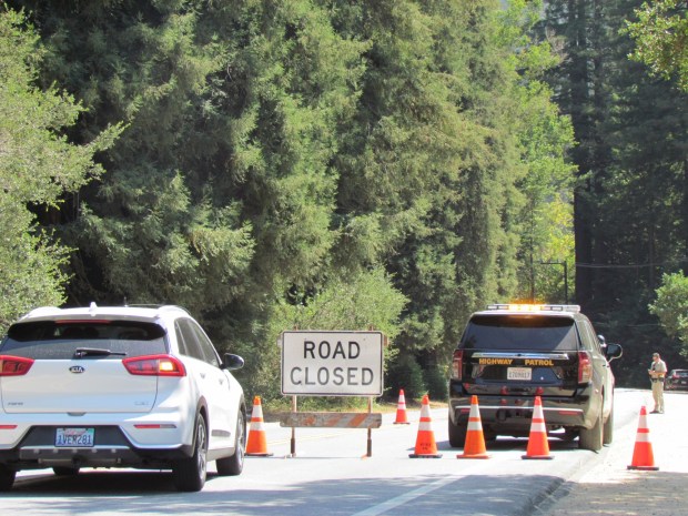 Portions of Highway 1 near Big Sur have been closed because of the Timber Fire. (Sean Tubo Monterey Herald)