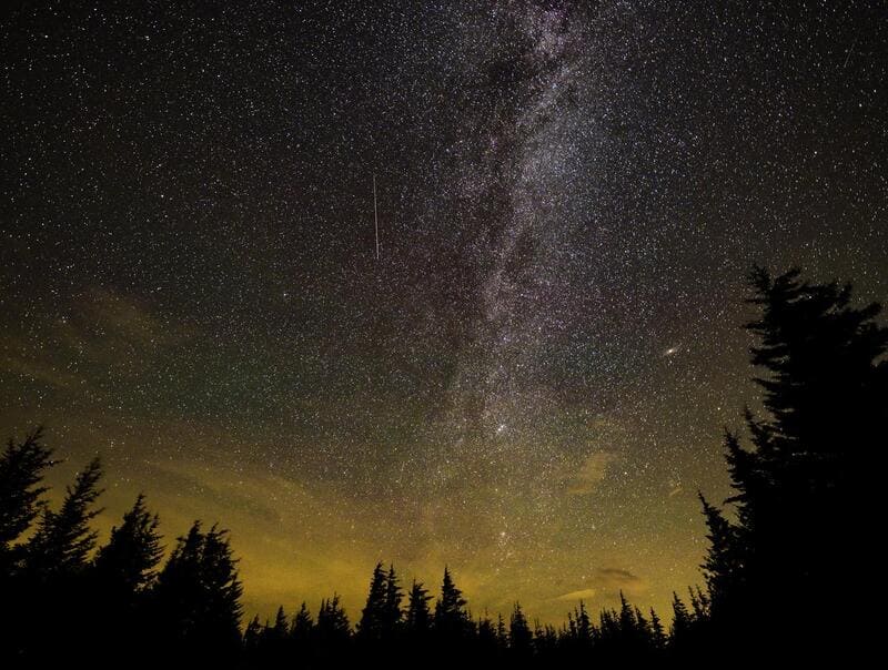 Perseid meteor shower in Spruce Knob, West Virginia in 2021.