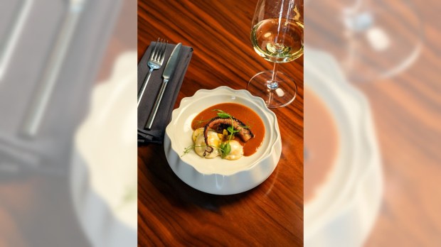 Bottoni with octopus and smoked tomato at iL Girasole. (Courtesy of iL Girasole)