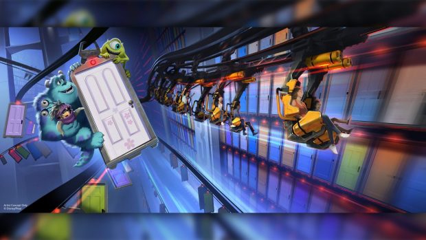 Concept art of the Monsters Inc. door coaster coming to the Monstropolis themed land at Disney's Hollywood Studios. (Courtesy of Disney)