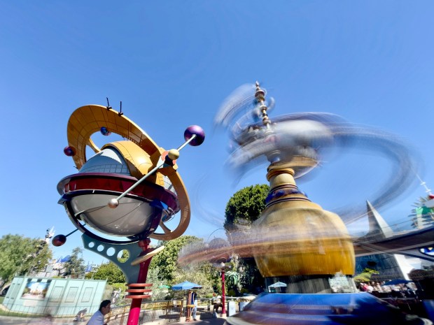 Astro Orbiter at the entrance to Tomorrowland inside Disneyland in Anaheim, CA, on Tuesday, March 1, 2022. (Photo by Jeff Gritchen, Orange County Register/SCNG)