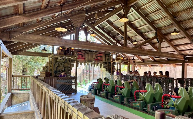 The Montezooma: The Forbidden Fortress station house at Knott's Berry Farm has been reimagined as the dig site of the Mayan temple housing the Jaguar coaster next door. (Photo by Brady MacDonald, Orange County Register/SCNG)