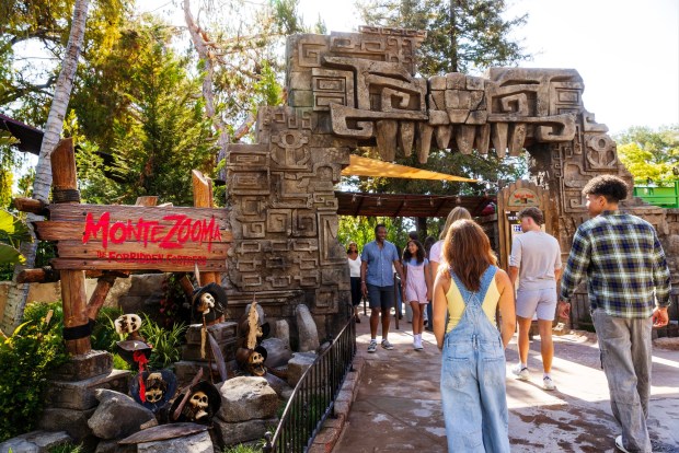 The entrance to the new Montezooma: The Forbidden Fortress roller coaster at Knott's Berry Farm. (Courtesy of Knott's)