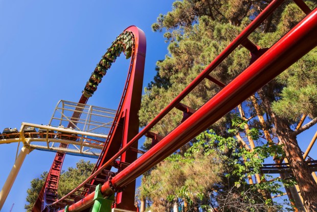 The loop on the new Montezooma: The Forbidden Fortress roller coaster at Knott's Berry Farm. (Courtesy of Knott's)