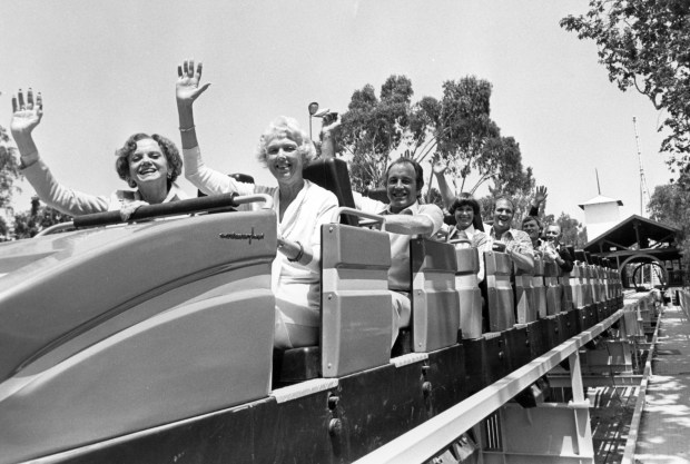 The original Montezooma's Revenge flywheel-launch shuttle coaster during the 1978 grand opening at Knott's Berry Farm. (Courtesy of Knott's)