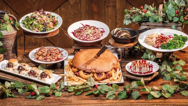Knott's Boysenberry Festival menu items available at Mrs. Knott's Chicken Dinner Restaurant. (Courtesy of Knott's Berry Farm)
