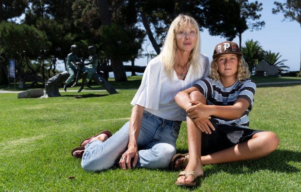 Lily Eichert with her son Sebastian at Pines Park in Dana Point on Wednesday, August 26, 2026. Sebastian developed a chronic cough after the family moved to Dana Point, which his doctor diagnosed as asthma and blamed on environmental exposure. (Photo by Paul Bersebach, Orange County Register/SCNG)