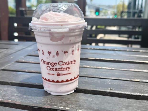 Strawberry and lemon sorbet shake at Orange Country Creamery in Dana Point. (Photo by Brock Keeling, Orange County Register/SCNG)
