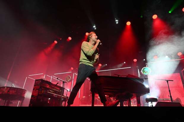 Andrew McMahon performs on his upright piano during the Three Pianos tour, August 22, 2026, at the new F&M Bank Amphitheater of Long Beach. (Photo by Steven Georges, Contributing Photographer)