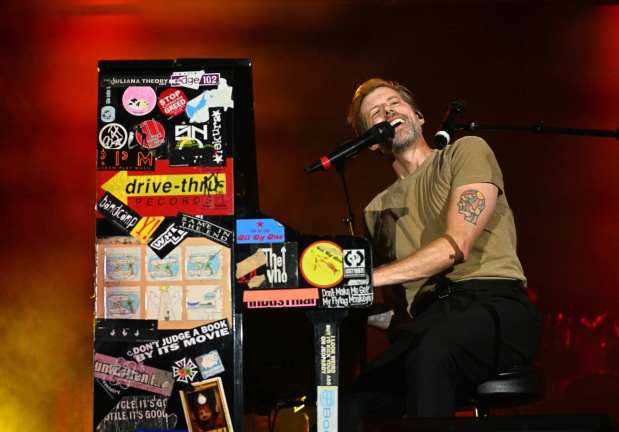 Andrew McMahon performs on his upright piano during the Three Pianos tour, August 22, 2026, at the new F&M Bank Amphitheater of Long Beach. (Photo by Steven Georges, Contributing Photographer)