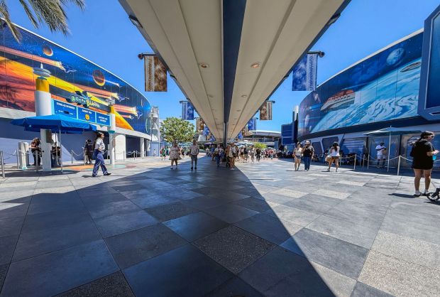 The former People Mover hovers over Tomorrowland at Disneyland in Anaheim on Monday, August 17, 2026. (Photo by Jeff Gritchen, Orange County Register/SCNG)