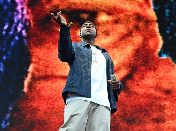 Pusha T performs with Clispe on the Twin Peaks stage during Outside Lands in San Francisco on Aug. 7, 2026. (Chris Riley/Times-Herald)
