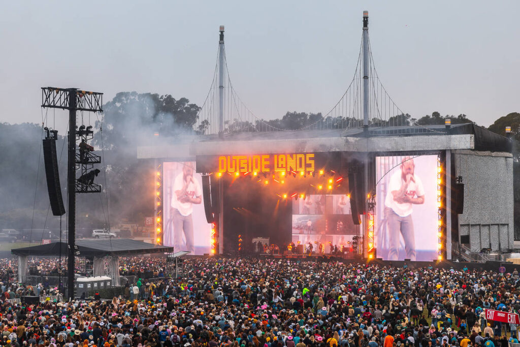 Outside Lands stage with a large crowd