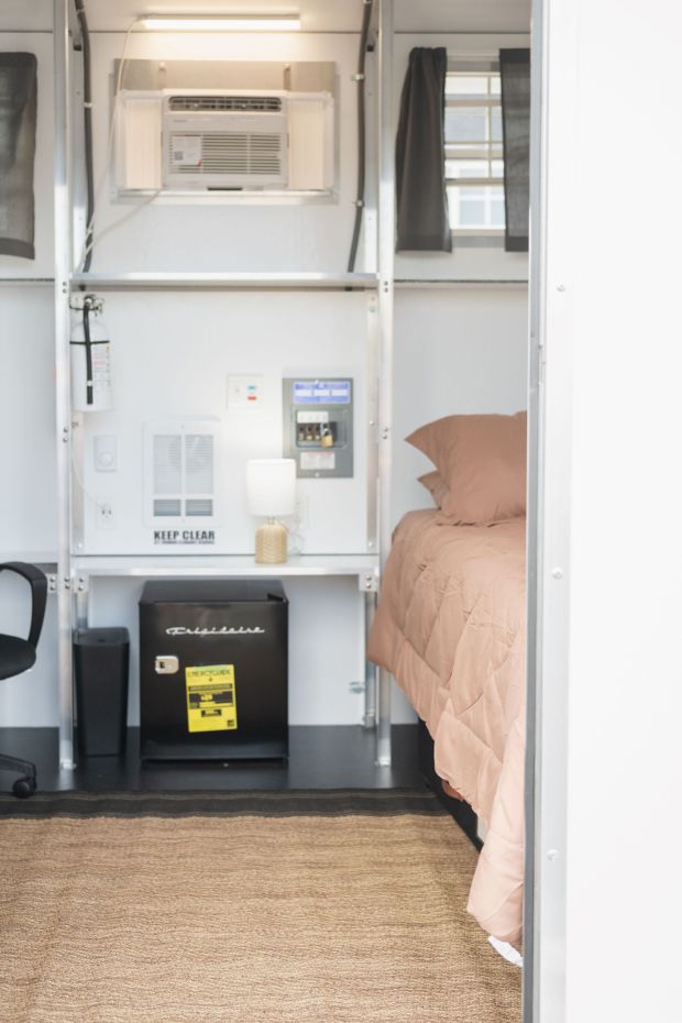 The interior of a tiny house at Compass Commons. (Courtesy of Shoreline Community Services)