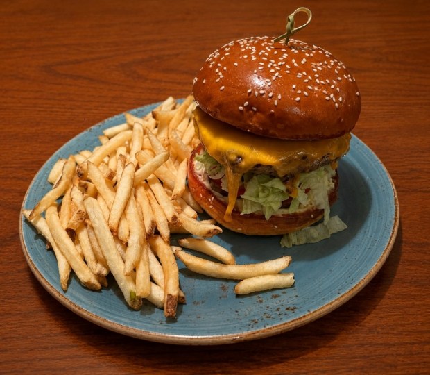 The Drugstore Hamburger at Oceana Coastal Kitchen is only available for lunch and brunch. (Courtesy of Catamaran Resort Hotel and Spa)