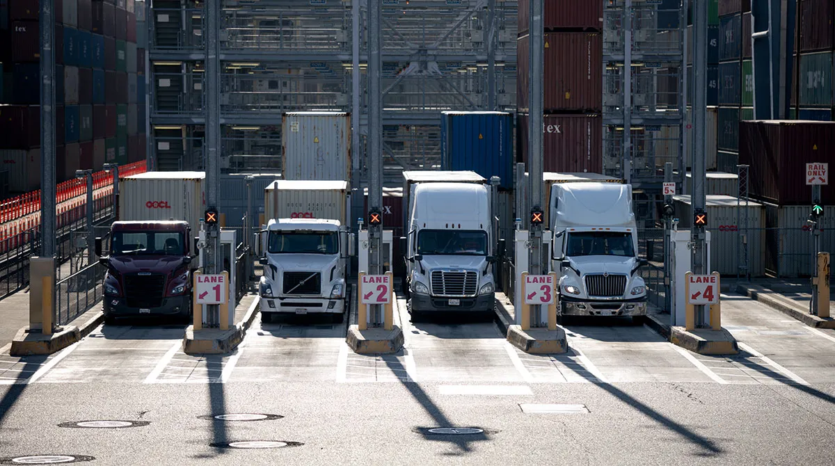 Trucks at Port of Long Beach