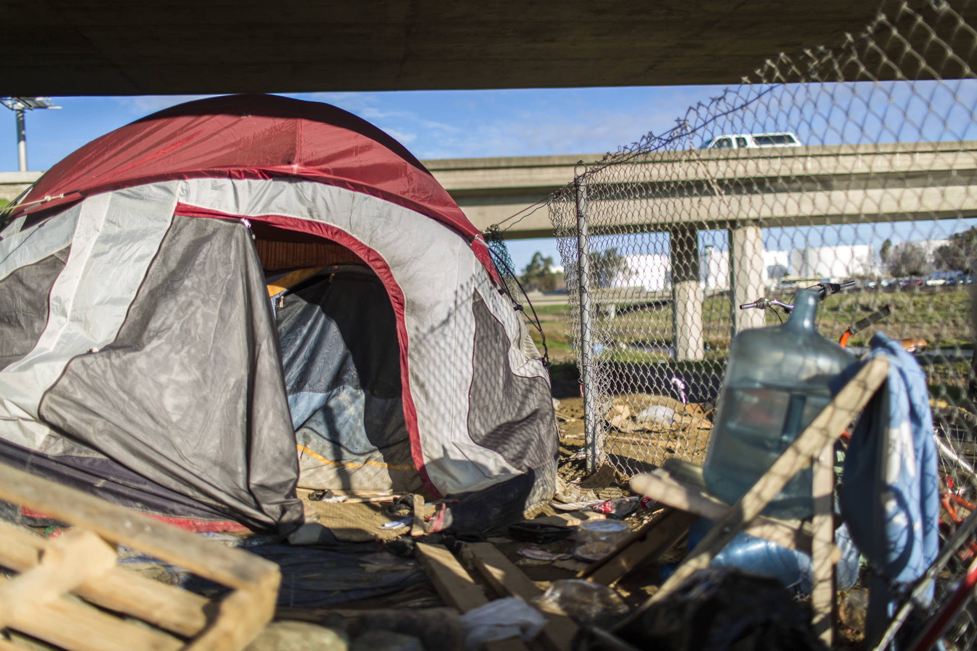 The homeless camp of Jarrett Keesling and Kelli Lengele, whom are among the hundreds of homeless the Contra Costa Health Services (CCHS) interacted with as it conducts its annual count of homeless county residents Thursday, Jan. 26, 2017.
