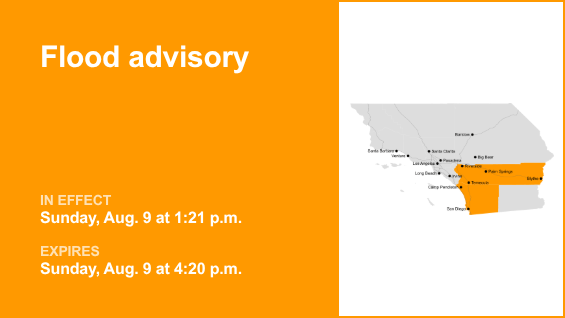 Riverside and San Diego counties placed under a flood advisory early Sunday evening due to substantial downpours – Daily Bulletin