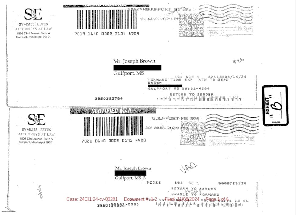 Two of the four letters sent by Seals' attorney to Joseph Brown, demanding the money they were...