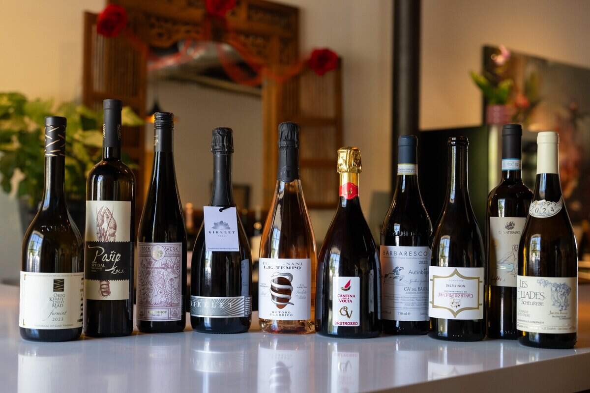 A selection of European wines is displayed at Alma Wine Bar & Shop in Sacramento on July 14.