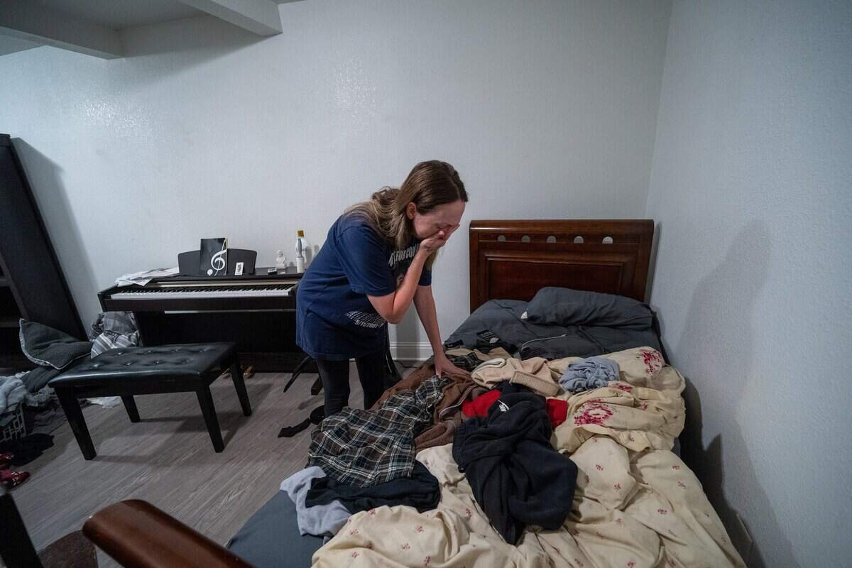 Allison Lyman breaks down in tears in her late son Connor Lopez’s apartment in Sacramento on June 17. “I don’t think people understand what these deaths really are: the family, the loss, the agony, the life that was taken so senselessly and to see how little consequences there are for taking that. It’s just so wrong.”