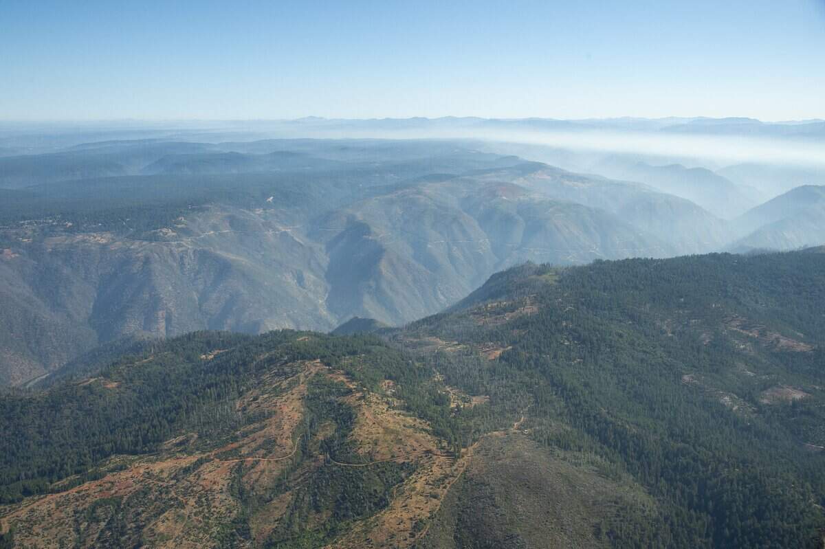 Wildfire smoke rises through the North Fork American River Inventoried Roadless Area earlier this month.