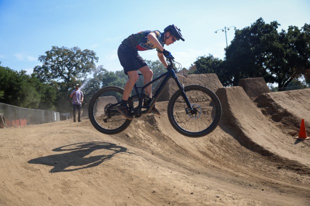 Beck Poltronetti, 17, of Cupertino, rides on the BMX course at Calabazas Park in San Jose, Calif., on Wednesday, Aug. 12, 2026. (Shae Hammond/Bay Area News Group)
