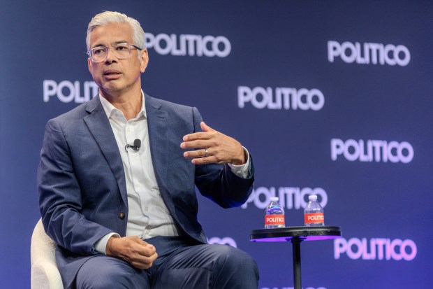 California Attorney General Rob Bonta during a summit hosted by Politico on Tuesday, Aug. 11, 2026, in Sacramento, Calif. (AP Photo/Annie Barker)
