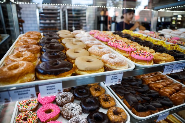 Donuts are available at Randy's Donuts in Santa Clara, Calif., on Friday, July 31, 2026. (Shae Hammond/Bay Area News Group)