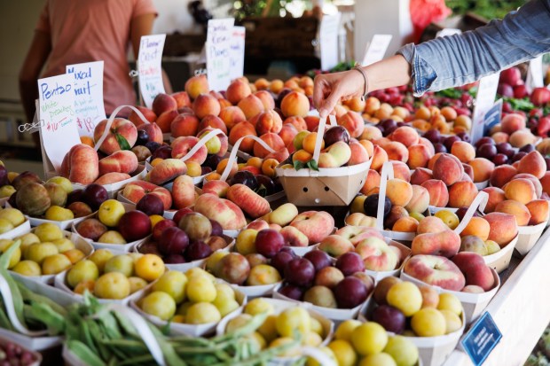 A customer selects fruit at the farm stand at J&P Cosentino Family Farm on Thursday, June 11, 2026, in San Jose, Calif. (Dai Sugano/Bay Area News Group)