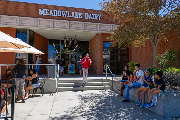 Customers sit outside enjoying their ice cream at Meadowlark Dairy in Livermore, Calif., on Saturday, Aug. 1, 2026. (Jose Carlos Fajardo/Bay Area News Group)