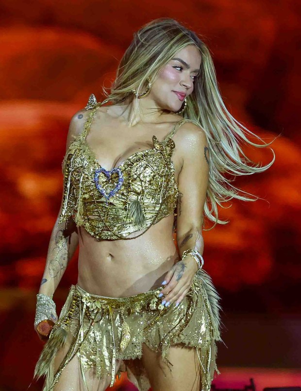 Reggaeton superstar Karol G performs in concert at Levi's Stadium in Santa Clara, Calif., Friday, Aug. 21, 2026. (Ray Chavez/Bay Area News Group)