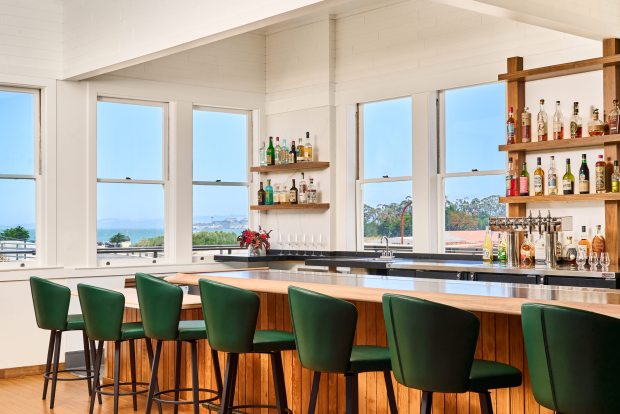 The bar at the Mess Hall at the Presidio has a gorgeous view of the San Francisco Bay. (Courtesy of Erin Ng)