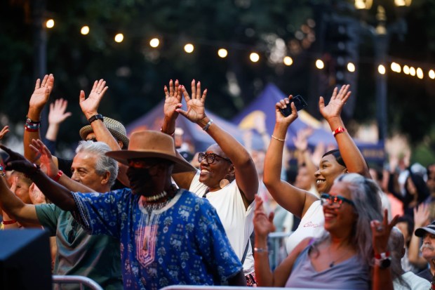 People dance at the San Jose Jazz Summer Fest in downtown San Jose, Calif., on Friday, Aug. 7, 2026. (Shae Hammond/Bay Area News Group)